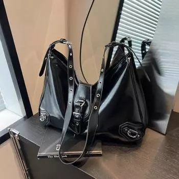 Ретро сумки через плечо для женщин глянцевая мягкая искусственная кожа ремень пряжка дизайн сумка через плечо хобо дизайнерские сумки класса люкс 38x26x11cm бежевый