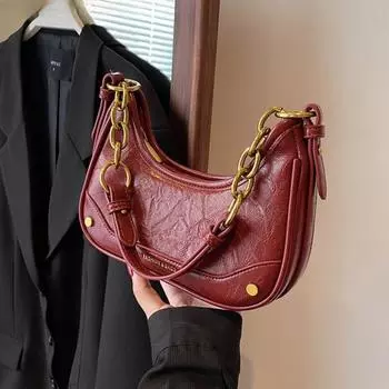 Ретро сумки через плечо для женщин, роскошные дизайнерские кошельки и сумки, французский стиль, однотонная сумка через плечо с цепочкой 22x16x7cm чёрный