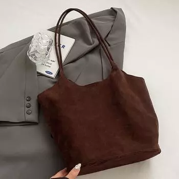 Ретро сумки через плечо из искусственной кожи для женщин 2024 года, зимняя корейская мода, женская сумка-тоут, большие женские сумки коричневый
