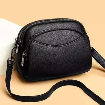 Ретро-сумки через плечо с двойной молнией для женщин, однотонные женские сумки-мессенджеры из искусственной кожи, роскошные дизайнерские маленькие сумки