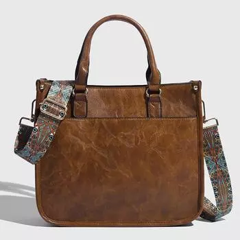 Ретро Сумки Новые Женские Сумки Повседневная Мягкая Кожа Большая Вместимость Сумка Мессенджер Сумка Тоут на Плечо коричневый