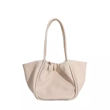 Ретро сумки-ведра женские кожаные плиссированные сумки через плечо большая летняя универсальная сумка (20cm<Max Length<30cm) бежевый