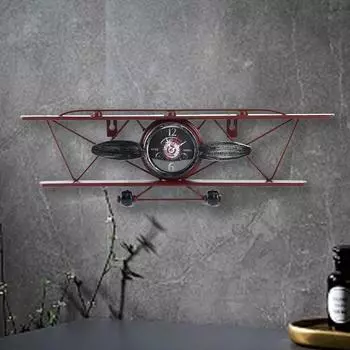 Ретро свет роскошный стиль новый простой настенный кованый железный самолет голова подвесные часы креативный подвесной декор комнаты красный