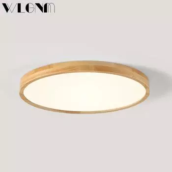 Ретро светодиодные потолочные светильники современные тонкие деревянные лампы для спальни гостиной кабинета ресторана прихожей внутреннее освещение светильники Warm white