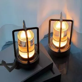 Ретро светодиодный настольный светильник с сенсорным экраном, перезаряжаемый, креативный, декоративный, атмосферный светильник для освещения спальни, ресторана, бара золотой