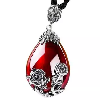 Ретро-свитер-цепочка Chalscedi с подвеской в виде капли воды и розы, цепочка на шею, женская смола, халцедон