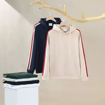 Ретро свитер мужской свободный повседневный однотонный модный бренд с капюшоном парная толстовка женская S