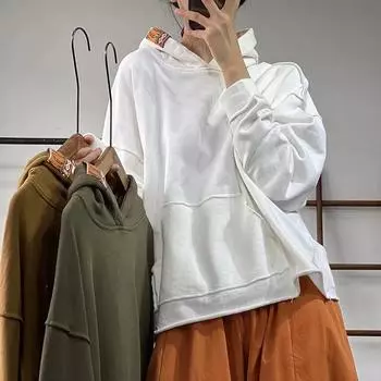 Ретро свободный индивидуальный гофрированный дизайн чувство универсального свитера с капюшоном женский осенний корейский вариант омолаживающего пуловера нижний топ One Size коричневый