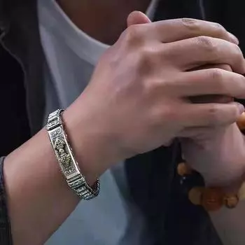 Ретро Taiyin Road Road Transit Transit Tube Transfer Алмазный пестик Вращающийся мужской браслет Персонализированный и доминирующий старый ремесленный 22CM