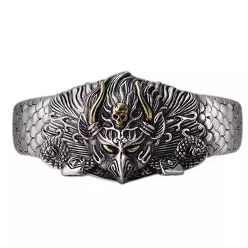Ретро тайский серебряный мужской браслет с властной птицей Dapeng и преувеличенным широким открытым браслетом серебряный