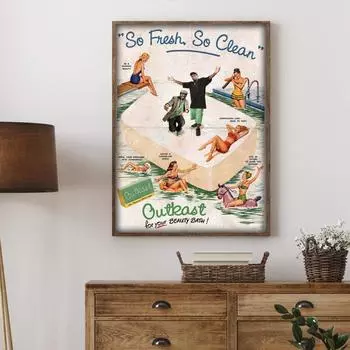 Ретро такой свежий, такой чистый принт, винтажный стиль, постер, музыкальная настенная живопись на холсте, забавные настенные картины для гостиной, домашний декор 21*30cm