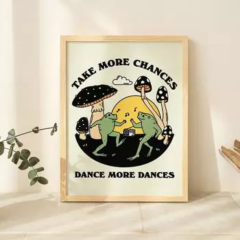 Ретро Танец Лягушка Гриб Абстрактная Богемная Настенная Искусства Плакат Картина Маслом Гостиная Крытый 21cm30cm NoFrame