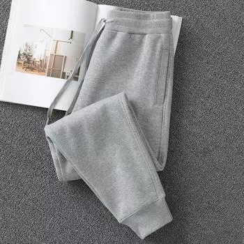 Ретро темно-зеленые зимние флисовые повседневные облегающие спортивные штаны Light gray M(48.50 kg-54.50 kg wear)