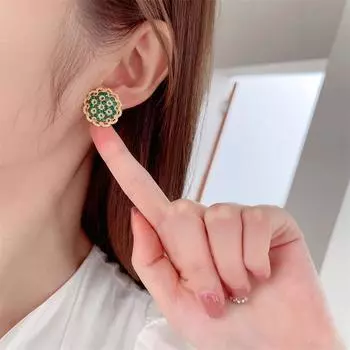 Серьги в стиле ретро, серьги класса люкс, трехмерные серьги-цветы с изумрудом и цирконием золотистый