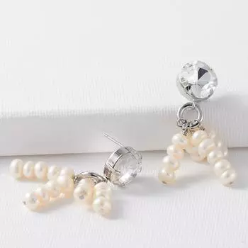 Retro temperament light luxury original niche big zircon natural freshwater pearl long fringed earrings women s new products