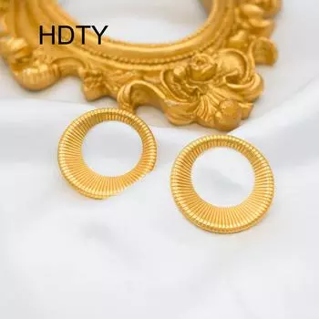Retro temperament niche design round ring brushed titanium steel stud earrings geometric shape simple exaggerated personalized earrings золотой