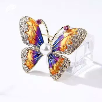 Ретро Темперамент Простая Мода Бабочка Жемчужная Брошь Женская Брошь Насекомое Брошь Элегантная Одежда Аксессуары