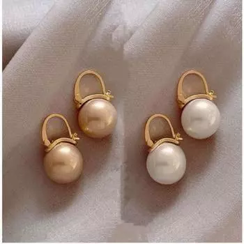 Ретро темперамент Простые бусины-ракушки Новые жемчужные серьги белый