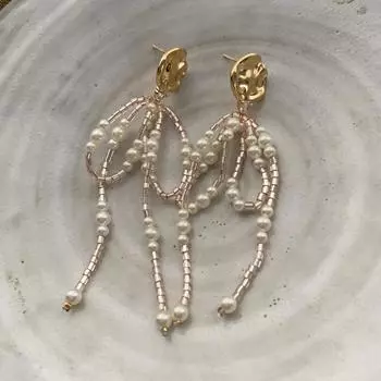 Ретро Темперамент Жемчужный Бант Цветок Серьги Женские Серьги Дизайна Французского Стиля