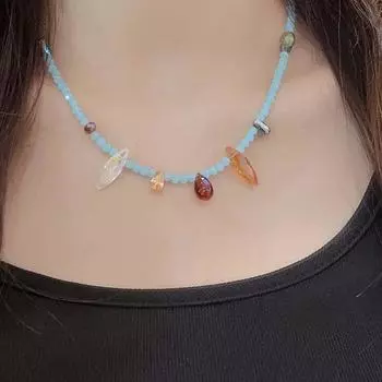 Ретро темпераментное легкое роскошное ожерелье-джокер с каплями воды из бисера женское