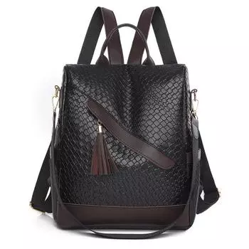 Ретро-текстура грязеотталкивающая тканая сумка модный противоугонный рюкзак весна/лето тренд рюкзак контрастный цвет рюкзак для отдыха чёрный