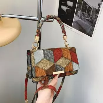 Ретро-текстура, контрастный цвет, маленькая квадратная сумка 2024 года, осень, новый иностранный стиль, универсальная сумка через плечо, сумка-мессенджер для поездок на работу красный
