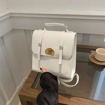 Ретро-текстура, маленькая сумка на два плеча, женская, новинка 2024 года, студенческий рюкзак, одно плечо, портативная дорожная сумка, школьная сумка белый