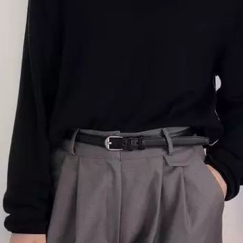 Ретро Текстура Серебряная Пряжка Седельная Первый Слой Коровья Кожа Мягкий Ремень Черный Кожаный Ремень Niche Джинсы С Пряжкой 100cm чёрный