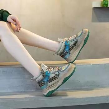 Retro Thick Bottom White Shoes Leather Casual Women s Shoes Board Shoes 35 чёрный