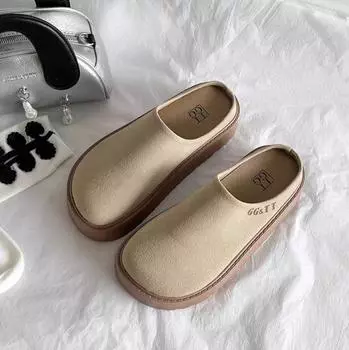 Retro thick-soled bag head half slippers women s autumn new outer wear fashionable versatile lazy one-pedal slippers 35