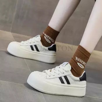 Retro Thick Soled Raised Shell Head Sponge Heel Women s Small White Shoes Casual Versatile Lightweight Sports Board Shoes 38 белый