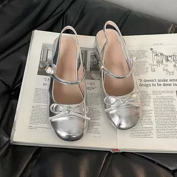 Retro thin strap bow Mary Jane shoes women s summer new fashion versatile thick heel single shoes 35