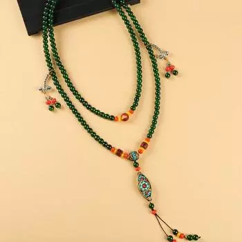 Retro Tibetan back necklace Long medium crossbody chain Sweater chain Multi-purpose accessories women