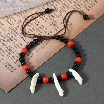 Retro Tibetan beef bone dog tooth bracelet engraving dzi bead yak bone personalized men s and women s hand rope scenic jewelry