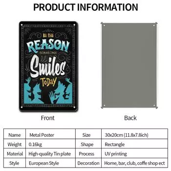 Retro Tin Sign Slogan Black Metal Poster Wall Sticker Home Decoration Vintage Metal Plaque Plate Tin Signs Bar Pub Wall Decor 20x30cm