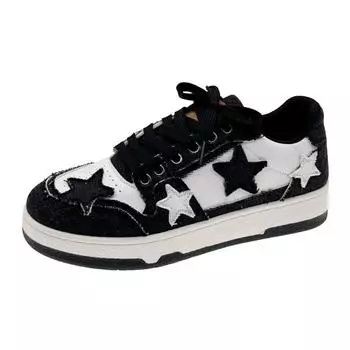 Ретро толстая подошва звездные парусиновые туфли с высокой красотой универсальные низкие повседневные туфли для сноуборда 35 чёрный