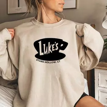 Ретро толстовка для девочек Гилмор, винтажная толстовка с капюшоном Lukes Diner, пуловер со звездой, женский свитер с круглым вырезом для девочек из ТВ-шоу S абрикосовый
