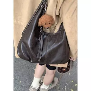 Retro Tote Bag Spring and Summer New Trendy Fashion Large Capacity Crossbody Bag Maillard Shoulder Bag Women