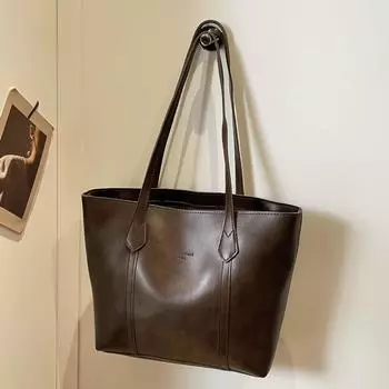 Ретро сумка-тоут женская модная простая вместительная сумка под мышку повседневная сумка через плечо для поездок на работу коричневый