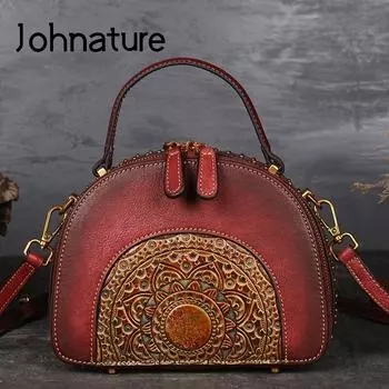 Ретро тотемная сумка ручной работы из натуральной кожи, женская сумка из воловьей кожи, маленькие сумки на плечо и через плечо коричневый