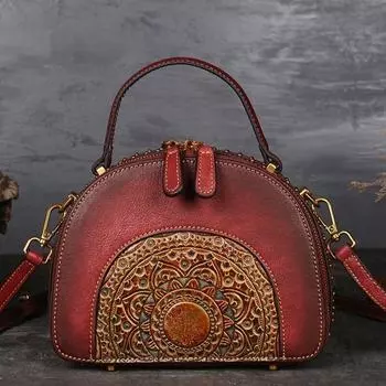 Ретро тотемная сумка ручной работы из натуральной кожи, женская сумка из воловьей кожи, маленькие сумки на плечо и через плечо коричневый