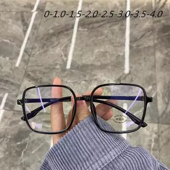 Ретро TR90 квадратные ультралегкие очки для близорукости с защитой от излучения, женские очки в плоской оправе с защитой от синего света, компьютерные студенческие очки 0 чёрный