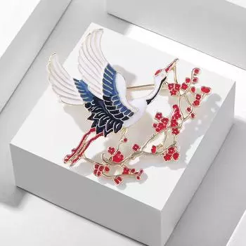 Ретро Традиционный Знаменитый Китайский Стиль Слива Журавль Форма Корсаж Булавка Модная Животное Брошь Женская