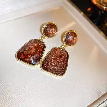 Ретро-трапециевидные серьги индивидуальные модные серьги атмосферные серьги для женщин коричневый