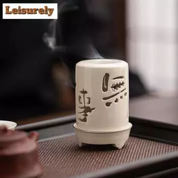 Ретро-трава, дерево, зола, керамическая курильница для благовоний, комнатная будда, сандаловое дерево, ароматерапевтическая печь, маленькая башня, курильная печь, украшения