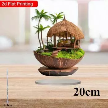 Ретро травяной домик, 2D плоский акрил, настольное украшение, орнаменты, подходит для офиса, гостиной, вечеринки, Рождества, Хэллоуина 20cm
