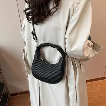 Ретро тренд плиссированная переносная сумка для пельменей женская новинка осени 2024 года ретро мода высококачественная сумка через плечо коричневый