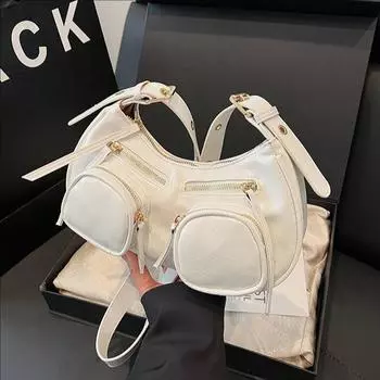 Retro Trend Shoulder Armpit Bag Women S Versatile Trendy Cool Locomotive Bag Punk Hottie Messenger Bag красный