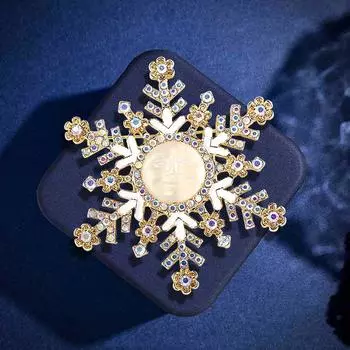 Ретро-тренд Трехмерная глазурь Ангел Смайлик Брошь Стразы Снежинка Сплав Корсаж Аксессуары для одежды