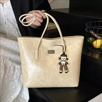 Ретро-трендовая повседневная сумка-тоут большой вместимости, женская сумка премиум-класса подмышечная сумка, универсальная сумка через плечо жёлтый